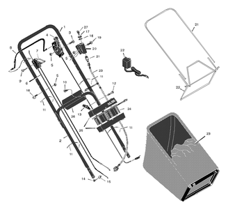 Handle And Bag Assembly Diagram and Parts List for 20705X50A 1997 Briggs and Stratton Lawn Mower